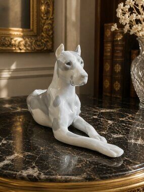 Vintage Lomonosov Imperial Porcelain Great Dane Figurine Dog Statue
